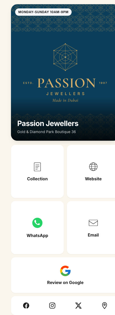 Passion Jewellers tap page